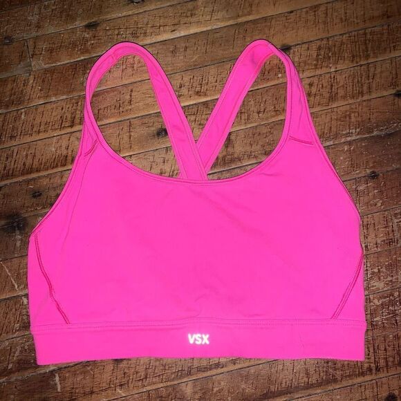 VSX The Player M cross back strappy Barbiecore pink sports bra - Picture 1 of 3